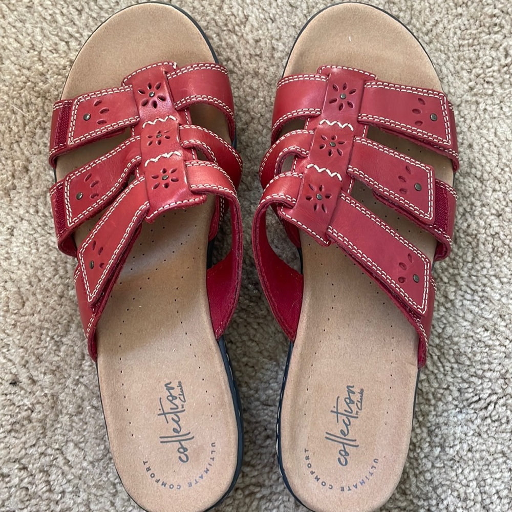 Red Ultimate Comfort Clark’s Sandals